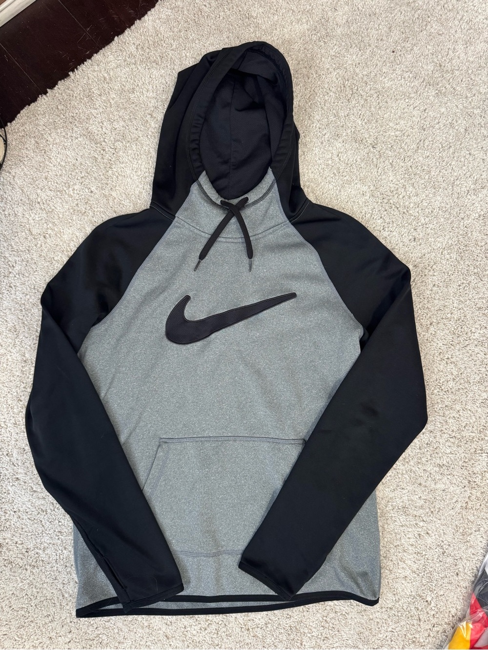 Nike Black & Gray Swoosh Mock Neck Pullover Hoodie